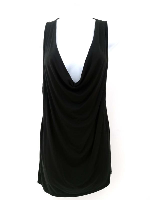 ELLA MOSS "Bella" Drape Tank Black Asymmetrical Side Slit Sz M NWT $98