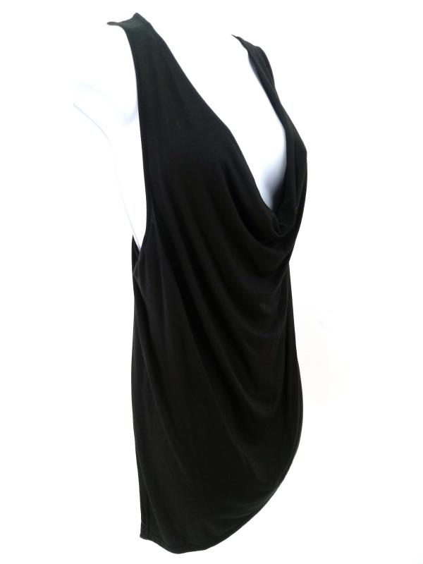 ELLA MOSS "Bella" Drape Tank Black Asymmetrical Side Slit Sz M NWT $98