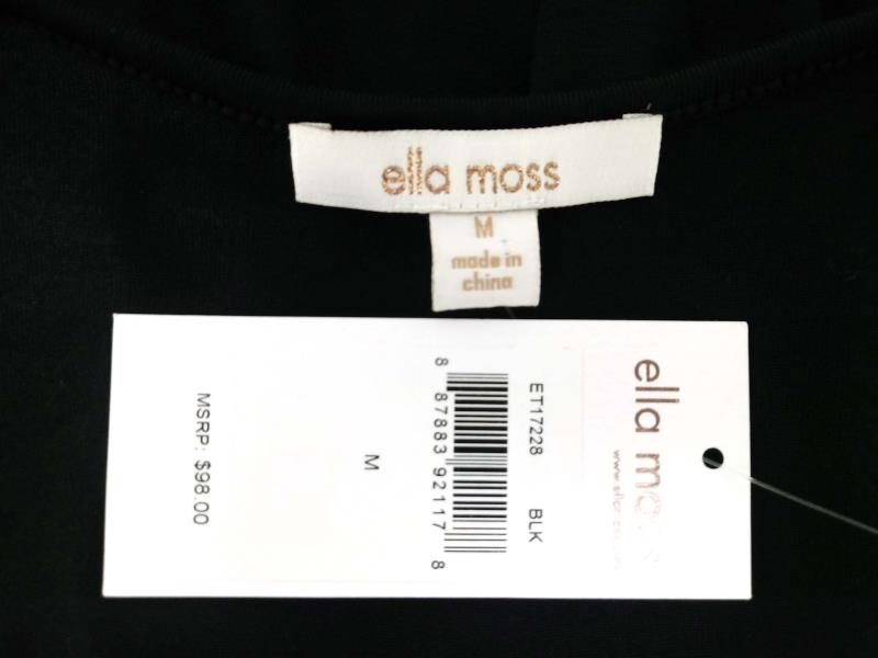 ELLA MOSS "Bella" Drape Tank Black Asymmetrical Side Slit Sz M NWT $98