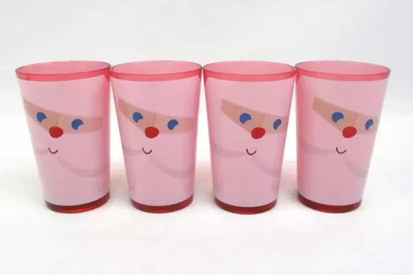 Four Red Plastic Santa Glasses From Target Four Inches Year 2013
