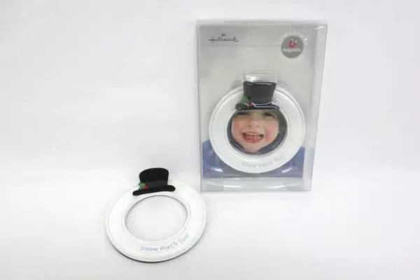 Lot of 2 Hallmark Snow Much Fun Magnetic Snowman Refrigerator Picture Frames