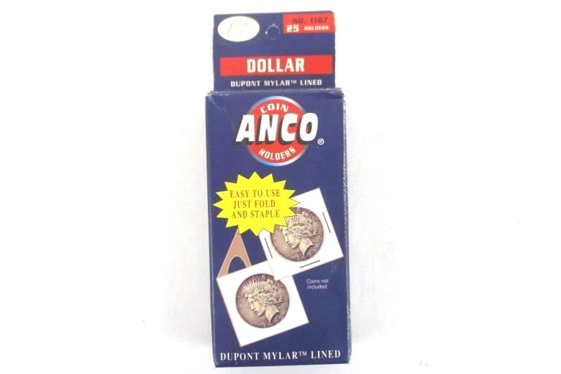 Pack of 17 Vintage ANCO Mylar Lined Dollar Coin Holders Opened / Partial