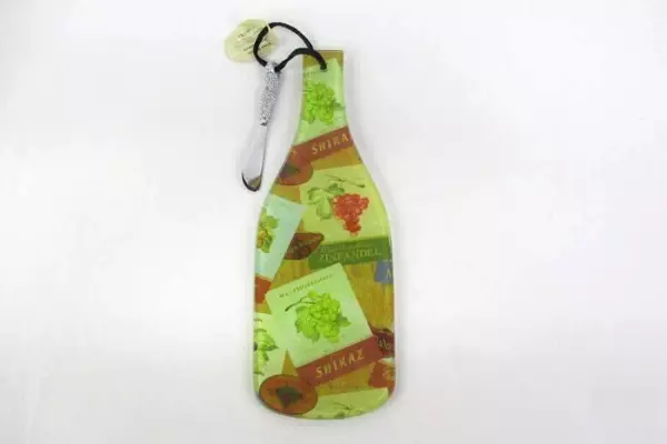 Counter Art Wine Bottle Glass Cheese Server Board And Knife Napa Valley Wine