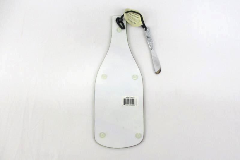 Counter Art Wine Bottle Glass Cheese Server Board And Knife Napa Valley VTG Wine