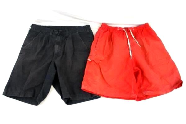 Lot of 2 Medium Men's Shorts Wrangler Gray Shorts + Coral Swim Trunks