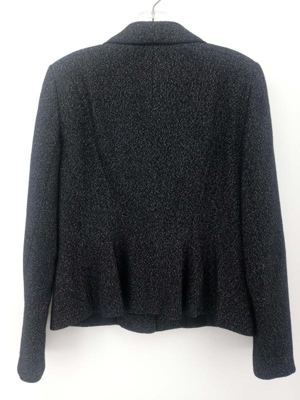 ANN TAYLOR Black Tweed One Button Career Blazer Wool Blend Shawl Lapel Sz 6