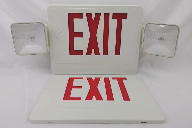 Lavex Industrial Red LED Emergency Exit Sign 120/277 Dual Voltage With Lamps