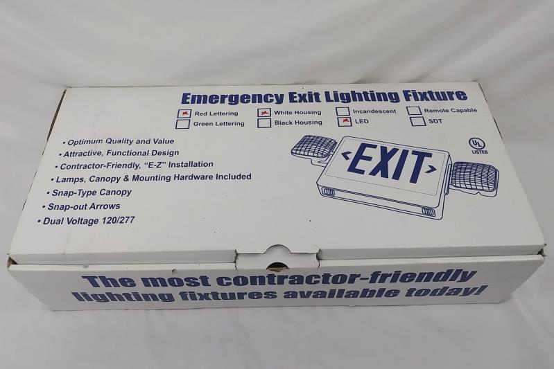 Lavex Industrial Red LED Emergency Exit Sign 120/277 Dual Voltage With Lamps