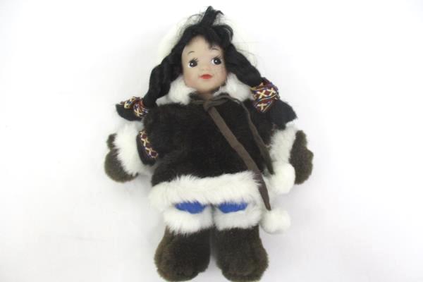 Lot of Two Dolls Plush & Plastic Eskimo Inuit Arctic Circle & Unbranded