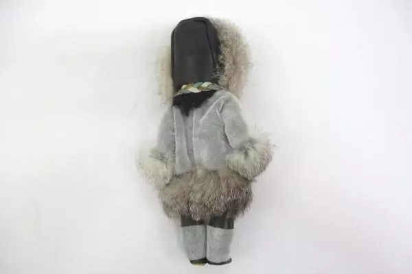 Pair of Eskimo Inuit Arctic Circle Doll Figures One Blinking Eyes Fur Outfits
