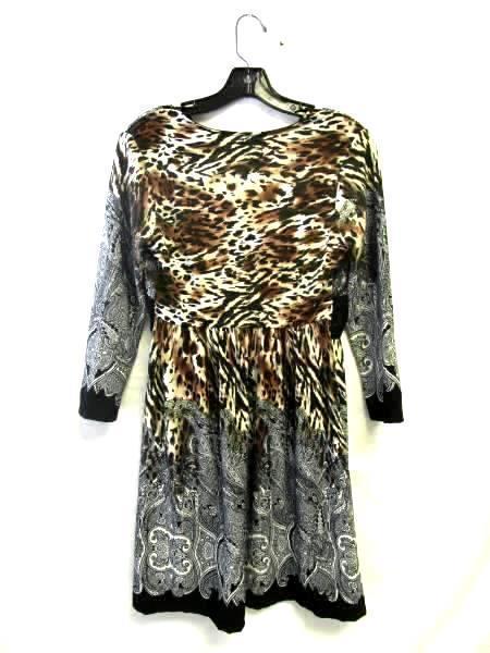 V-Neck Belted Dress By Bailey Girl Patterned Women's Size S