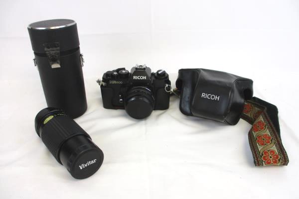 Vtg RICOH XR 500 Camera in Case Ctrap w/ Rikenon 45mm f/2 & Avigon Zoom 80-200