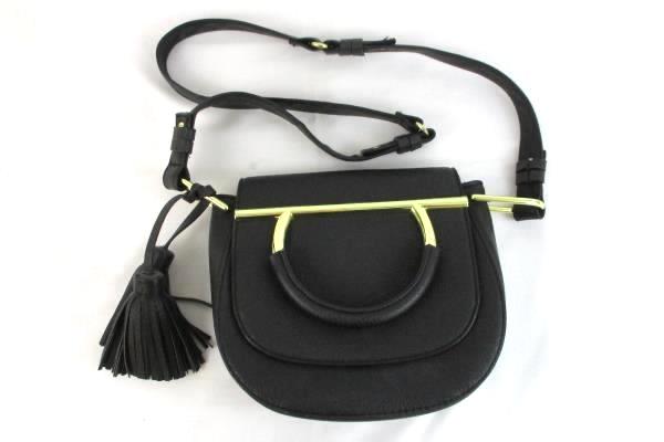 STEVE MADDEN Black with Gold Accent Faux Leather Cross Body Handbag with Tassles