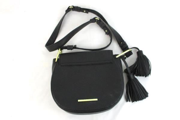 STEVE MADDEN Black with Gold Accent Faux Leather Cross Body Handbag with Tassles