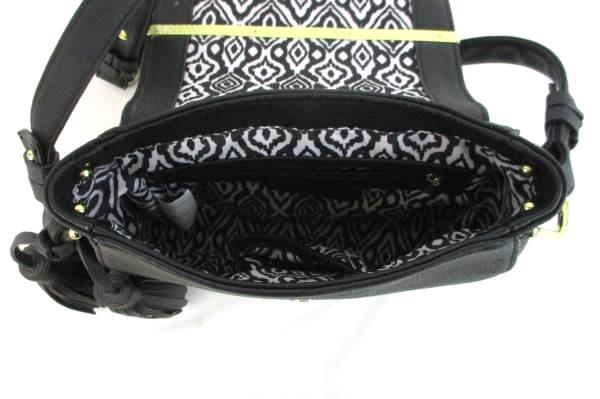 STEVE MADDEN Black with Gold Accent Faux Leather Cross Body Handbag with Tassles