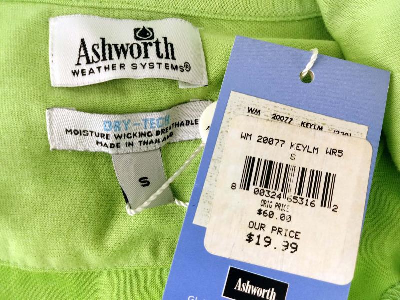 NWT Ashworth Weather Systems Shirt Sport Golf Dry-Tech Green New Men's SMALL
