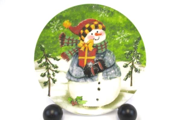 Lot of 4 Mixed Christmas Holiday Dishes 4" Berry Dessert Bowls 6" Snowman Plates
