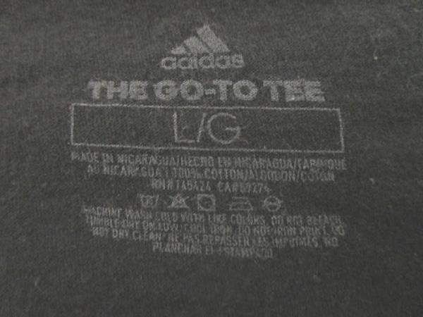 Adidas T-Shirt Black 100% Cotton White Textured Logo Print Men's Size Large