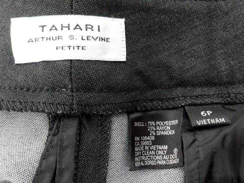 TAHARI Arthur Levine Dark Gray Trouser Dress Pant Career Women Size 6P