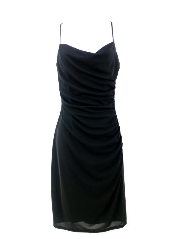 DAVID MEISTER Black Ruched Jersey Slip Dress LBD Cocktail Dress Women's Sz 4