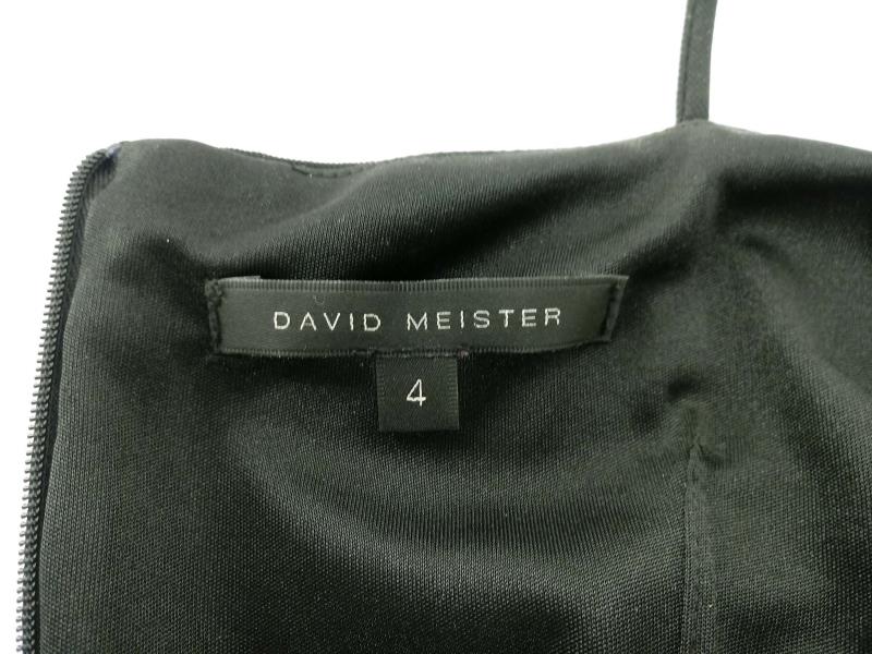 DAVID MEISTER Black Ruched Jersey Slip Dress LBD Cocktail Dress Women's Sz 4