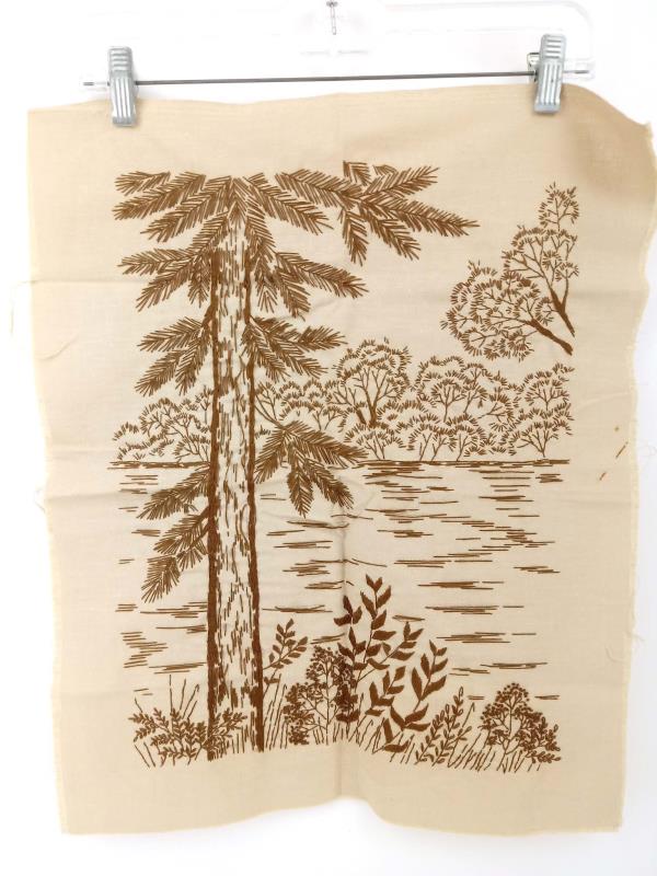 Vtg 70's Bucilla 48512 Needle Etching Embroidery Landscape Wall Panel COMPLETE