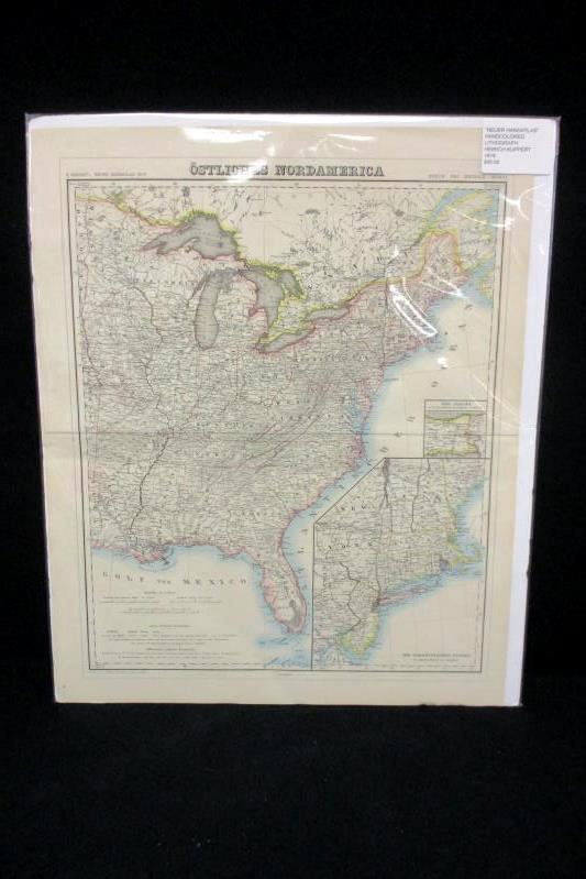 H. Kiepert's Neuer Handatlas No. 37 Hand Colored Lithograph 1887