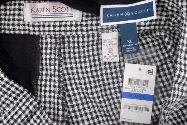 NWT Long Sleeve 1/4 Button Down Top XL and Gingham Pants 16 By Karen Scott
