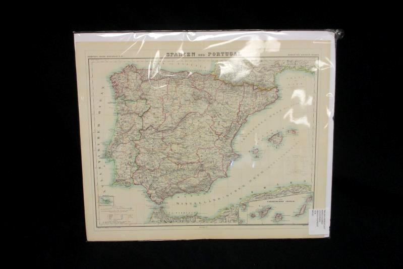 H. Kiepert's Neuer Handatlas No.18 Hand Colored Lithograph Spain & Portugal 1874