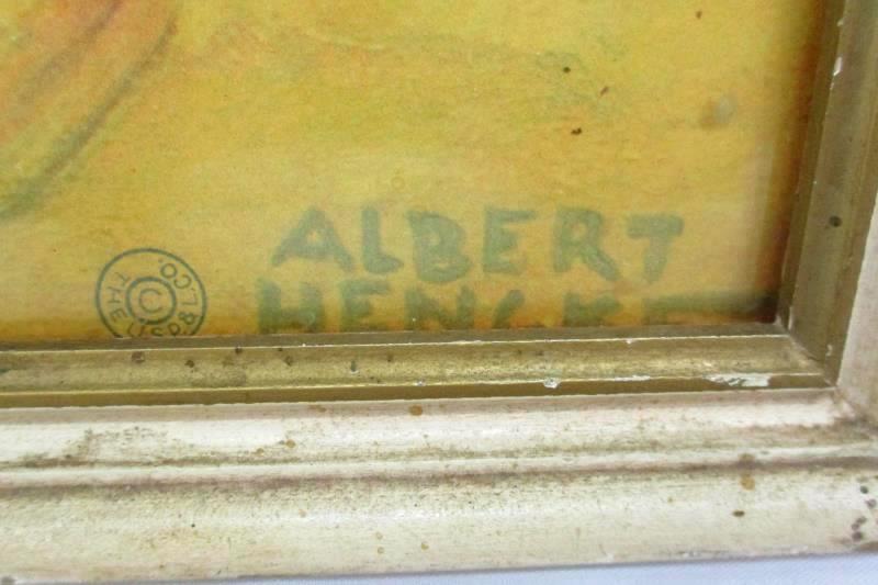 Framed 1920 Albert Hencke Fairy Tale Lithograph Dick Whittington And His Cat