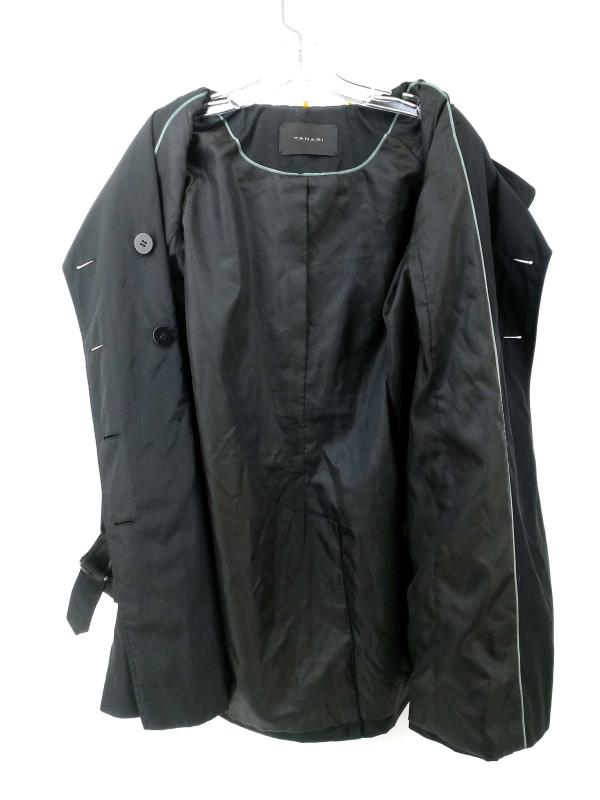 TAHARI Trench Coat Double Breasted Black Waterproof Women's XS