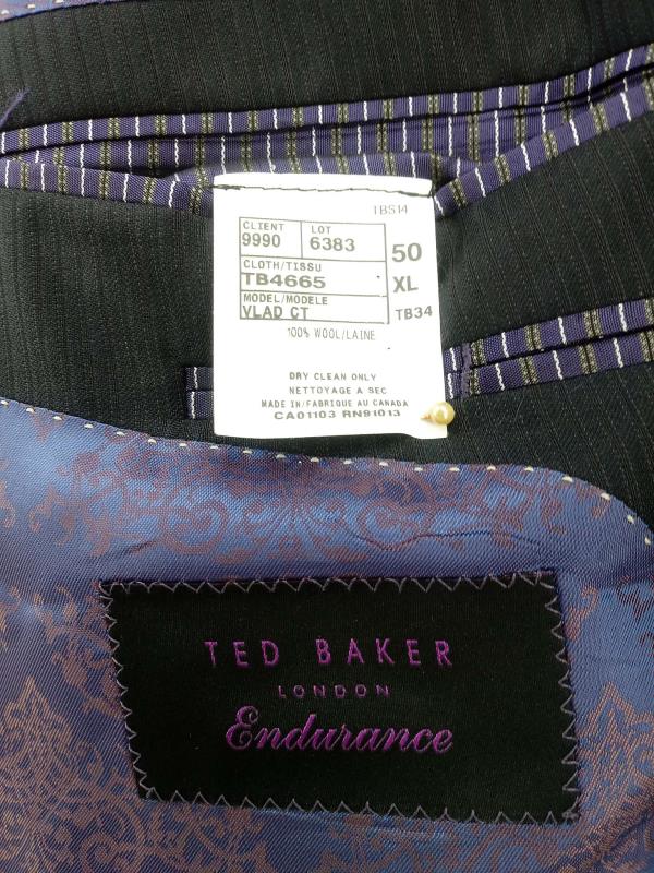 TED BAKER Suit Jacket "Vlad CT" Endurance Blazer Navy Pinstripe 100% Wool Sz 50