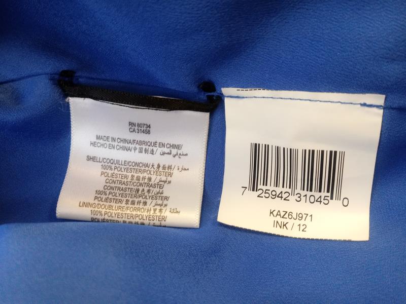 BCBG MAXAZRIA Mod Party Dress Jacquard Polka Dot Ink Blue Straples Womens Sz 12