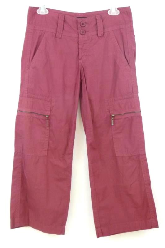 Billy Blues Women's Wide Leg Burgundy Red Capri Cropped Pants Size 0