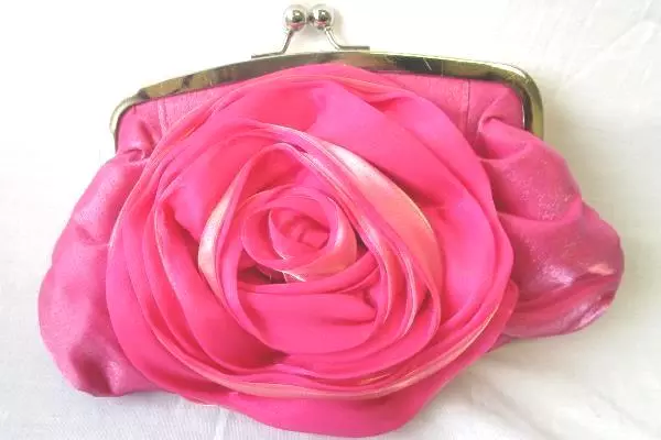 Lot Of 2 Clutch Purse Satin Rose Blue Pink Rhinestone Chain Evening Formal