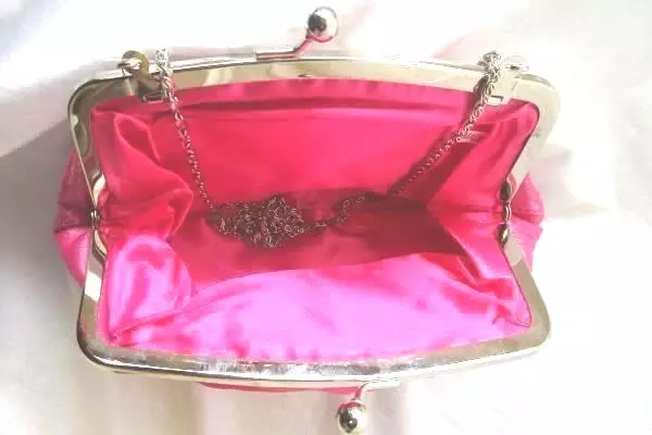 Lot Of 2 Clutch Purse Satin Rose Blue Pink Rhinestone Chain Evening Formal