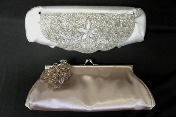 Lot Of Two Carlo Fellini Clutch Handbag Purse Bronze Pearl Sequins Small