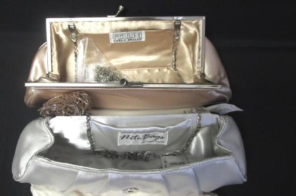 Lot Of Two Carlo Fellini Clutch Handbag Purse Bronze Pearl Sequins Small