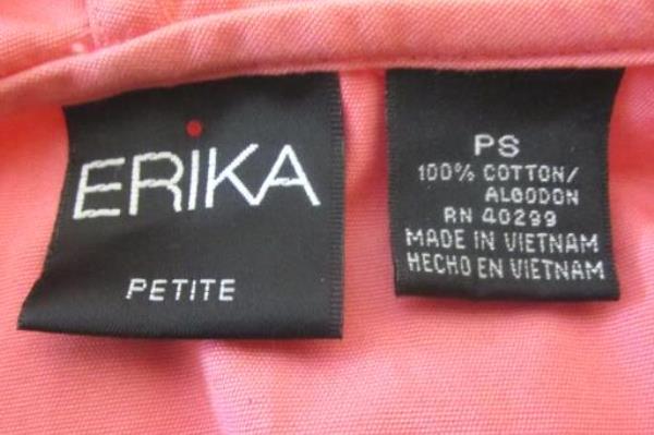 Women ERIKA Pink Jacket Size Petite Small Full Zip Hood 100% Cotton