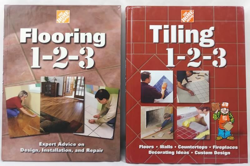 2 Hardback Home Improvement Books: Tiling 1-2-3, Flooring 1-2-3 Home Depot