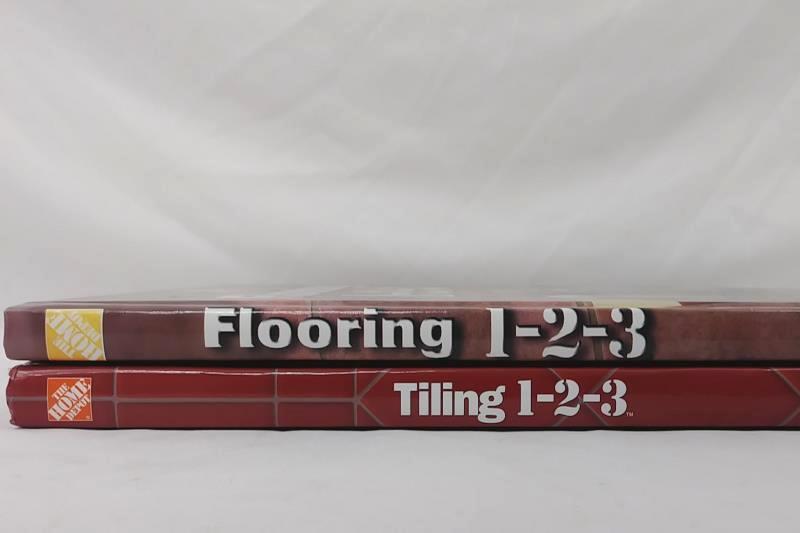 2 Hardback Home Improvement Books: Tiling 1-2-3, Flooring 1-2-3 Home Depot