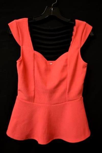 Studio Y Flared Blouse Sweetheart Neckline Pink/Black Women's Size M w/Tag