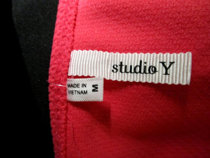 Studio Y Flared Blouse Sweetheart Neckline Pink/Black Women's Size M w/Tag