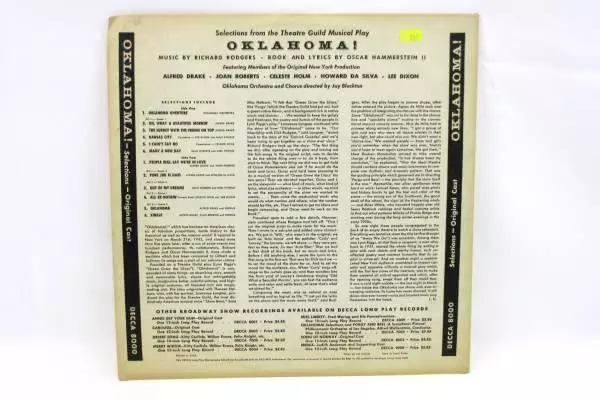 Oklahoma LP Original 1949 New York Production Decca DL 8000 Music Record