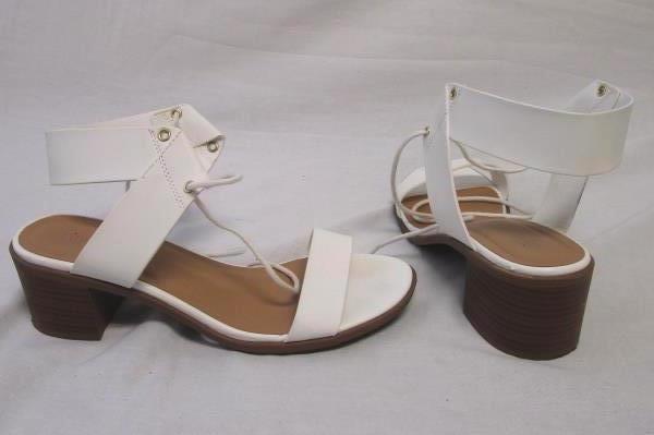 City Classified Wedge Heels Gladiator Strap Open Toe White Size 8.5