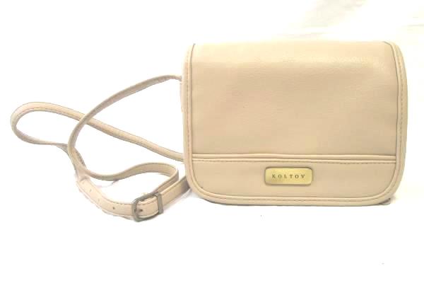 Koltov Shoulder Bag Purse Handbag Beige Flap Over Closure