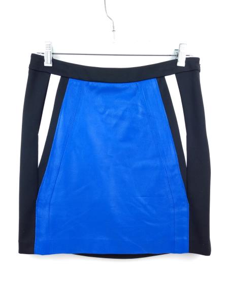 SUSANA MONACO Blue / Black Color Block JACLYN Leather Mini Pencil Skirt $194