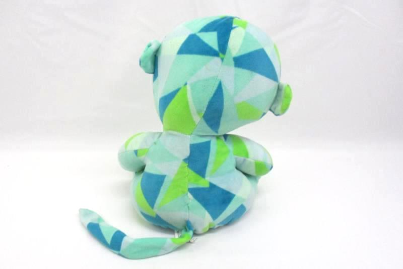 12" Ideal Toy Direct Green & Blue Plush Monkey Triangle Pattern
