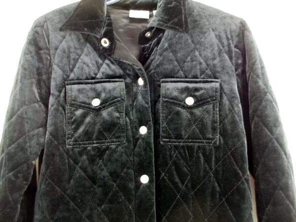 CHICO'S Quilted Jacket Black Velvet Snap Front Sz 0 (Women's Small, 4/6)