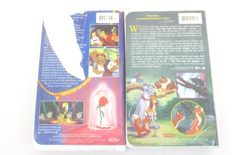 Lot of 2 Black Diamond VHS - Fox And The Hound & Beauty And The Beast